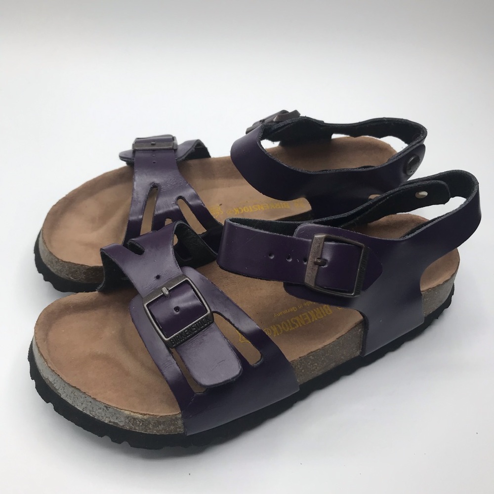Birkenstock Patent Leather Purple Adjustable Strap Comfort Insole Sandals 7/38